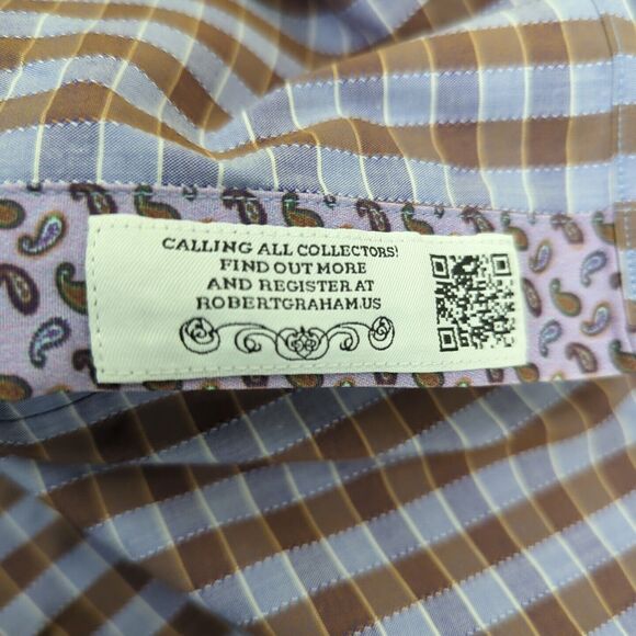 Robert Graham Modern American Shirt XL Flip Cuff Plaid Button Down Long Sleeve - Picture 6 of 11